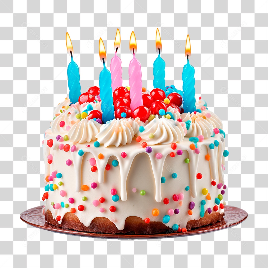Bolo de Aniversário PNG Transparente