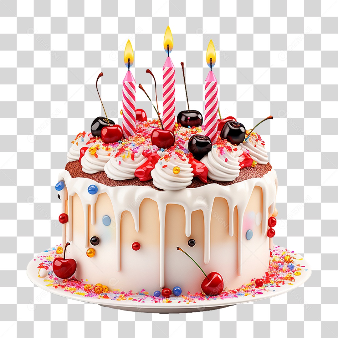 Bolo de Aniversário PNG Transparente