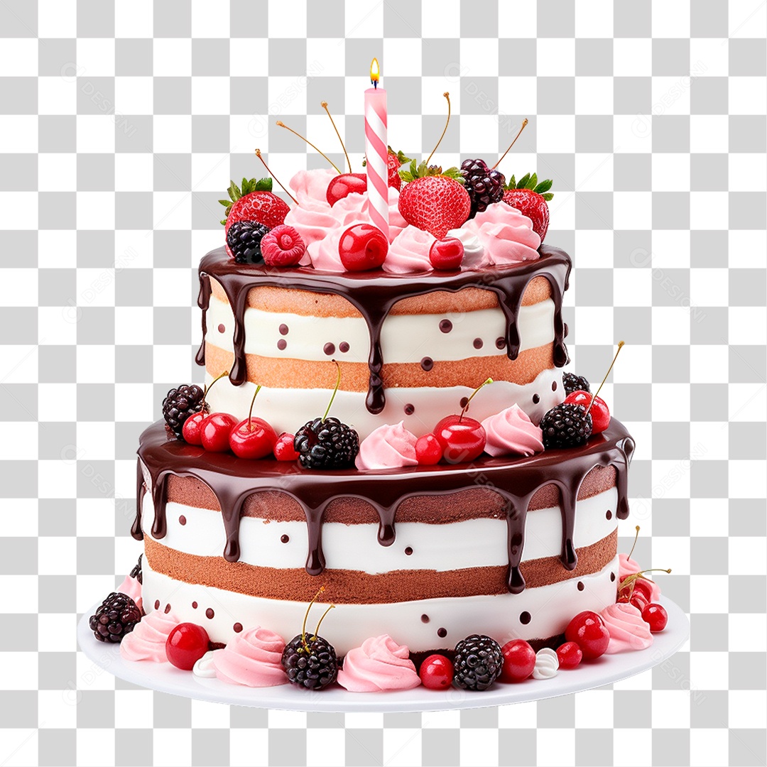 Bolo de Aniversário PNG Transparente