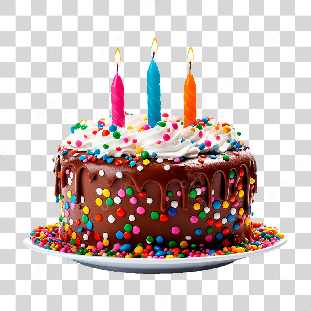 Bolo de Aniversário PNG Transparente
