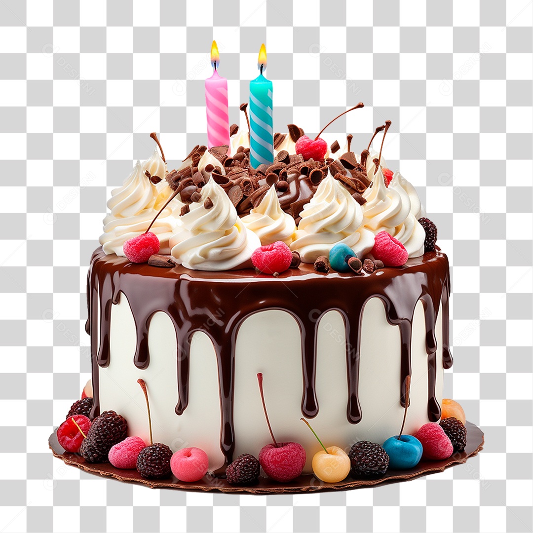 Bolo de Aniversário PNG Transparente