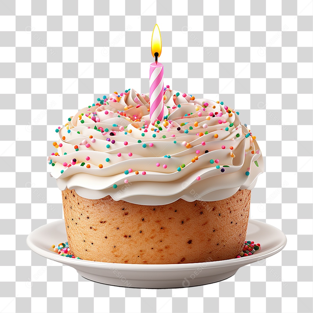 Bolo de Aniversário Enfeitado PNG Transparente