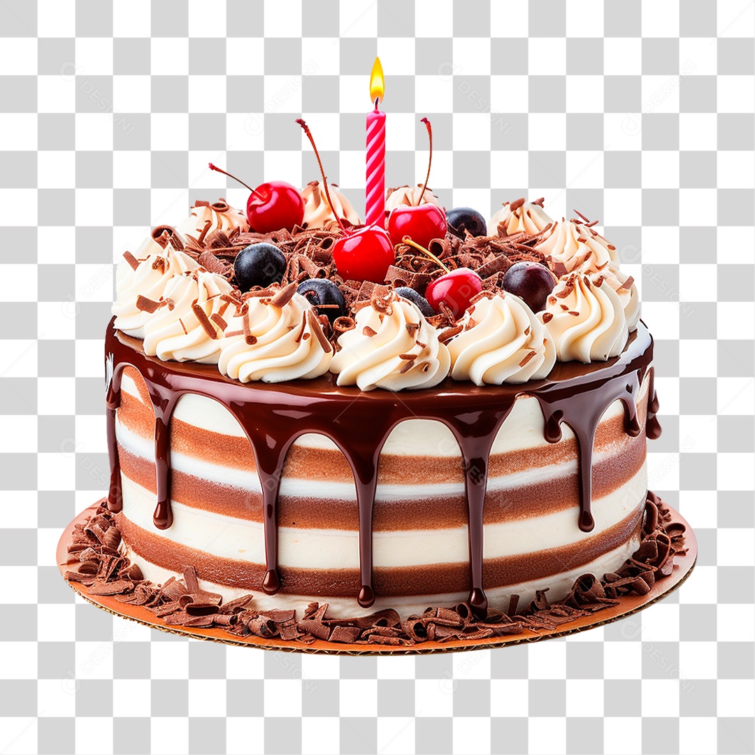 Bolo de Aniversário PNG Transparente