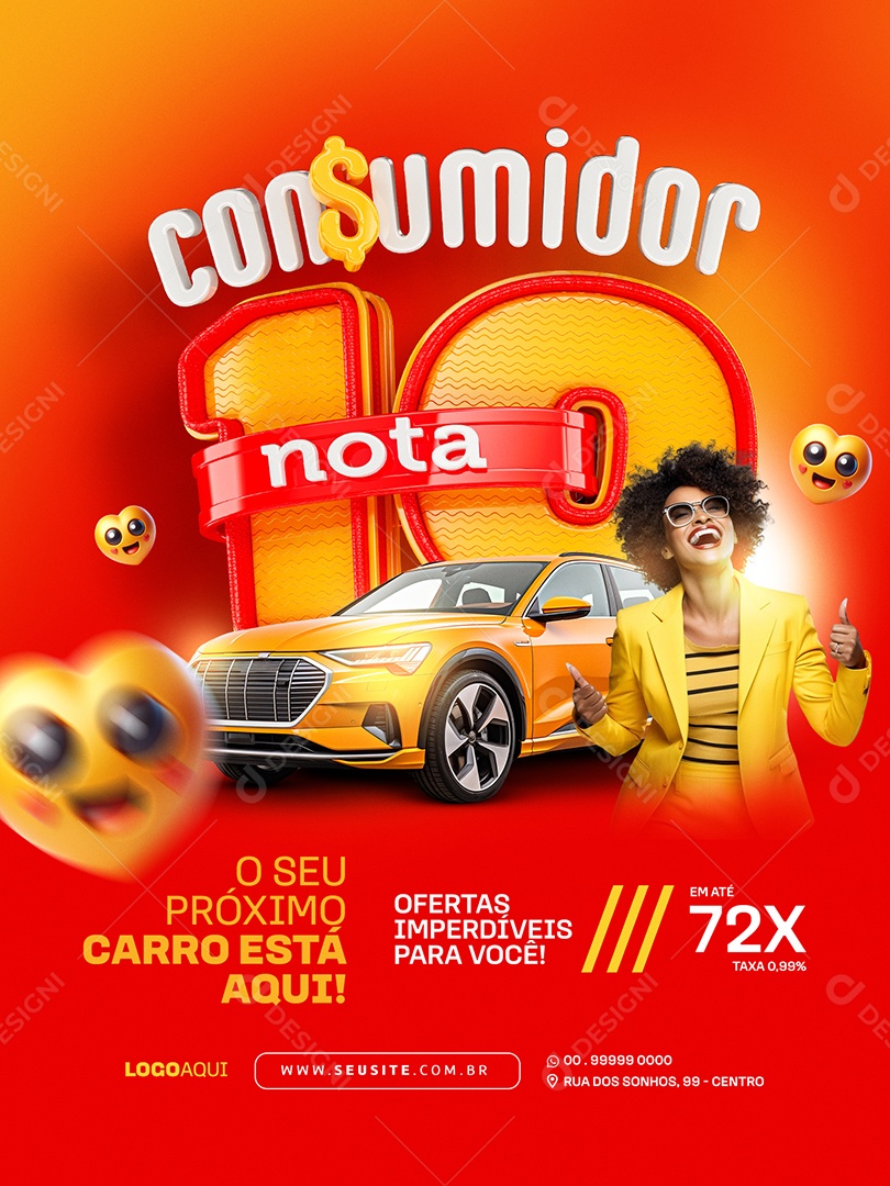 Consumidor Nota 10 Concessionária o seu próximo Carro está aqui Social Media PSD Editável
