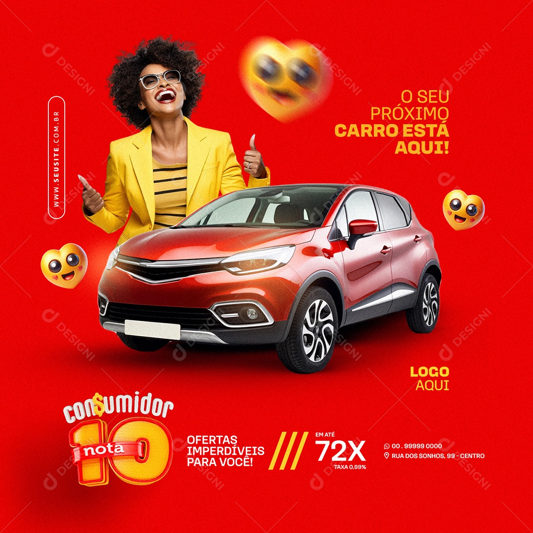 Consumidor Nota 10 Concessionária o seu próximo Carro está aqui Social Media PSD Editável