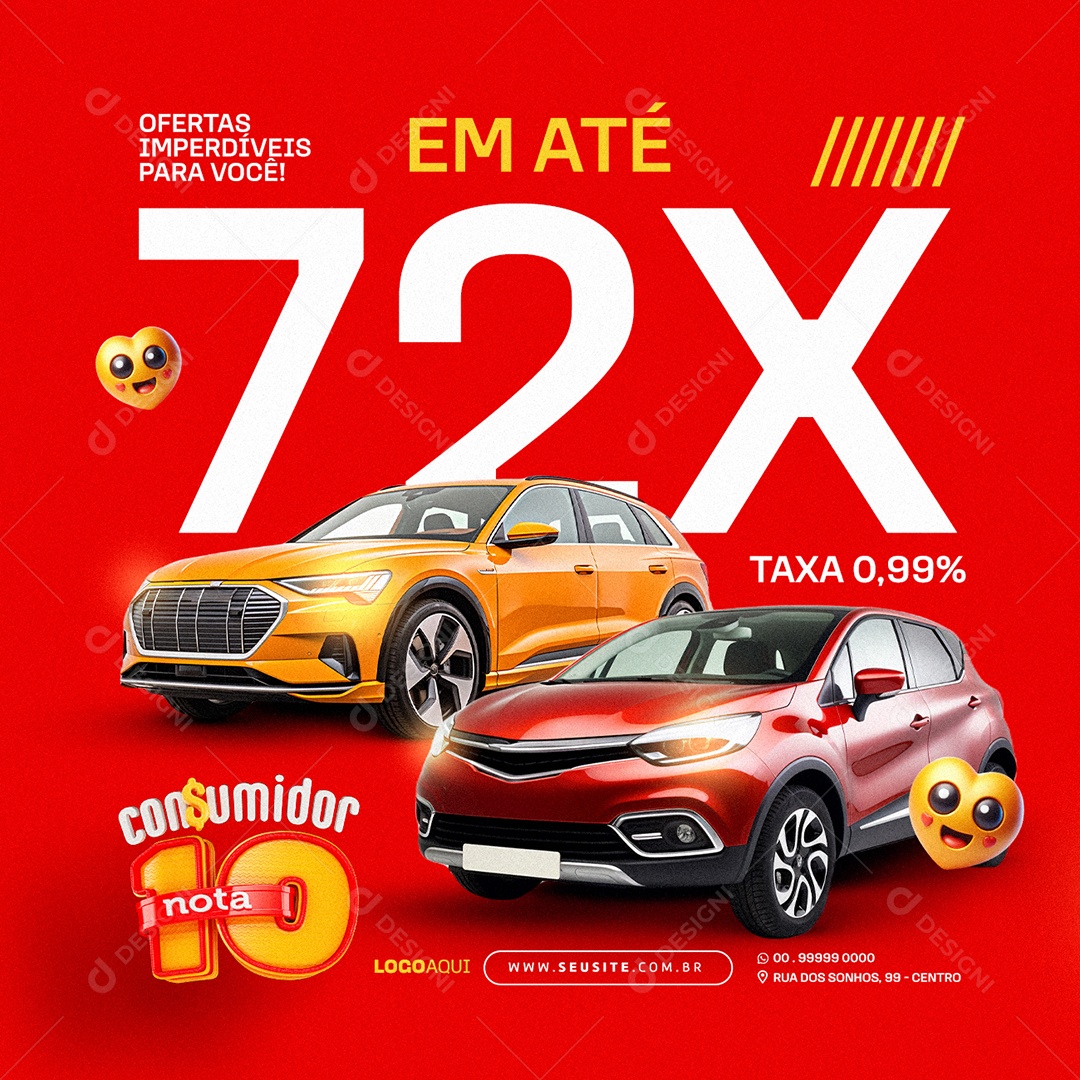 Consumidor Nota 10 Concessionária Ofertas imperdíveis Social Media PSD Editável