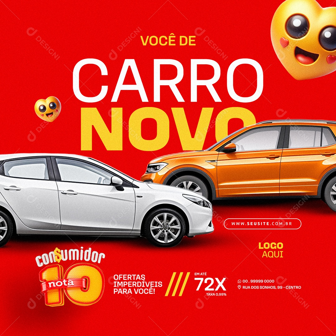 Consumidor Nota 10 Concessionária Você de Carro novo ofertas Social Media PSD Editável