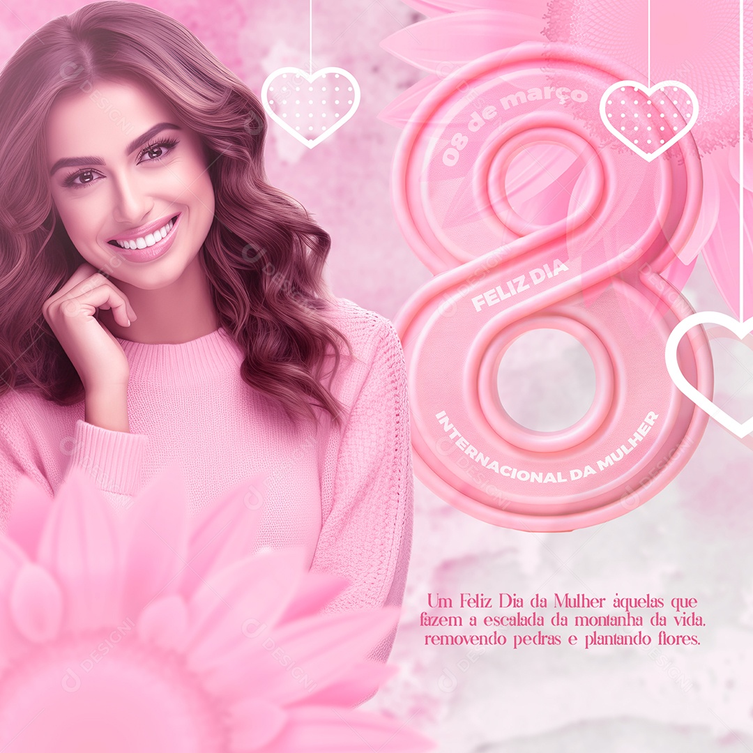 Feliz Dia Internacional das Mulheres 8 de Março Social Media PSD Editável