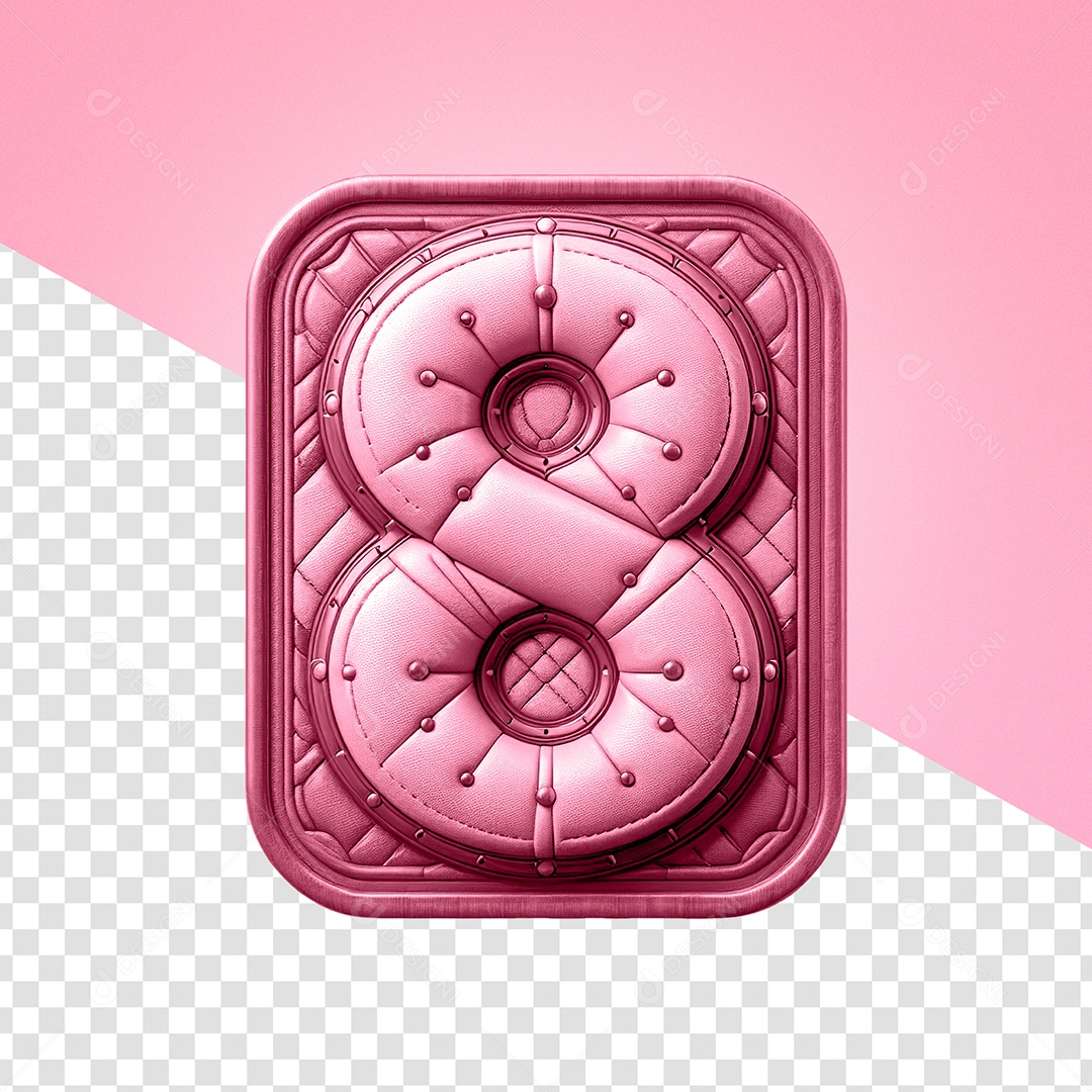 Quadro com Número 8 Elemento 3D para Composição PSD