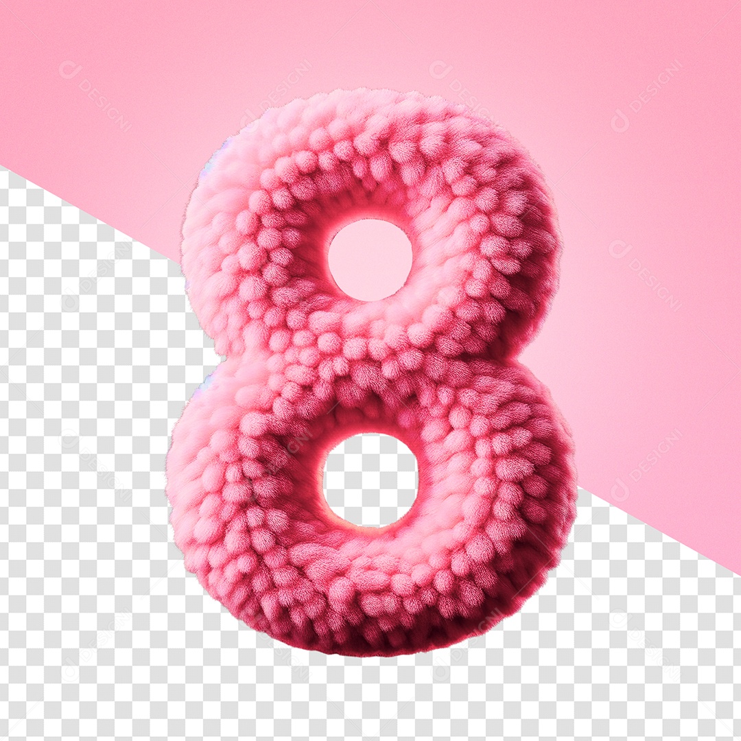 Número 8 Rosa Elemento 3D de Dia da Mulher para Composição PSD