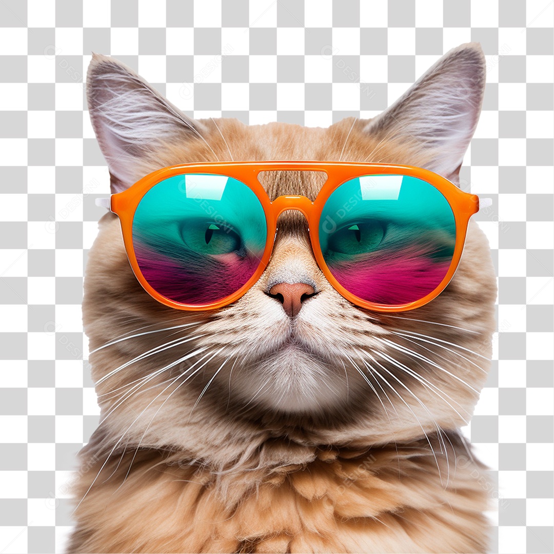 Gato Usando Óculos de Verão PNG Transparente
