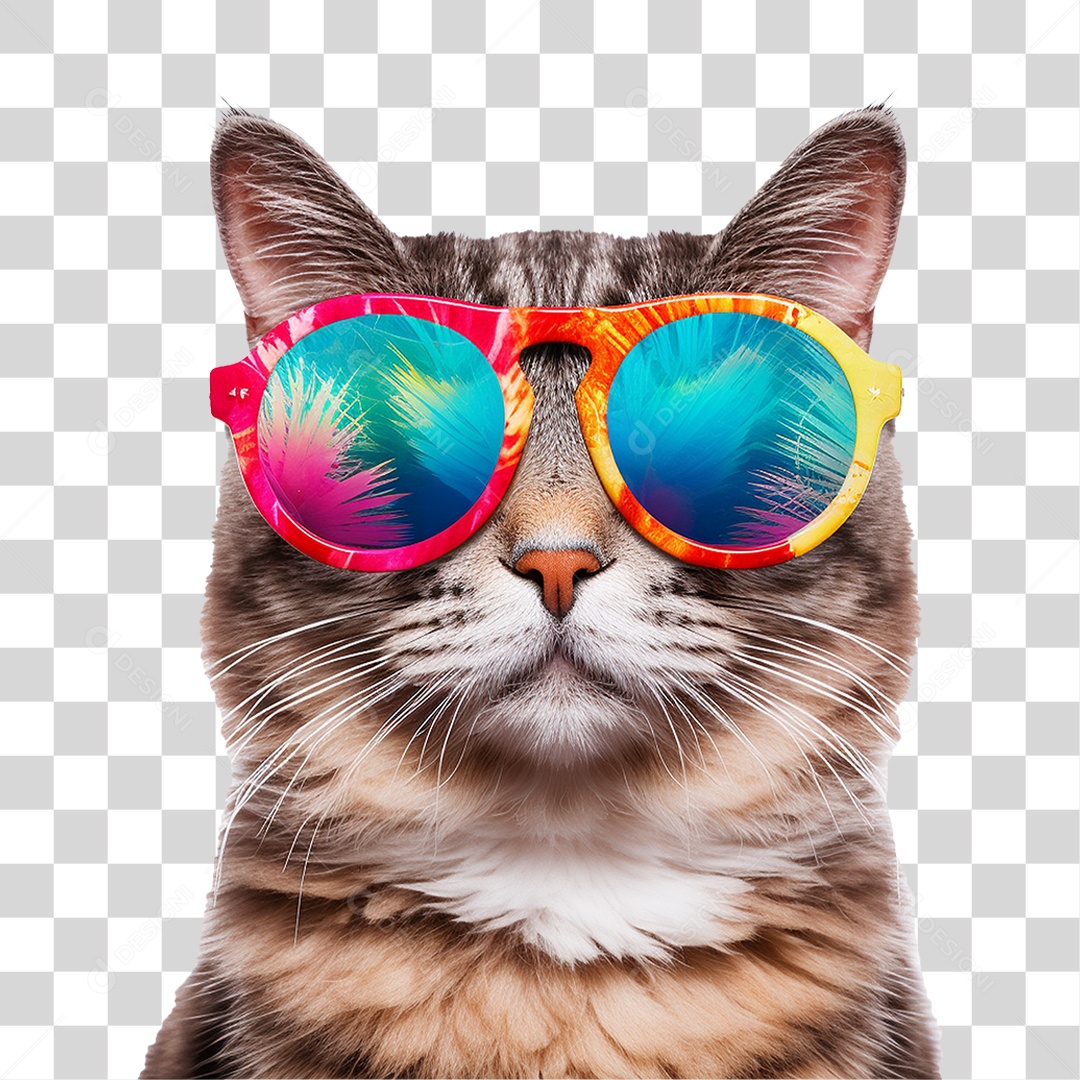 Gato Usando Óculos de Verão PNG Transparente