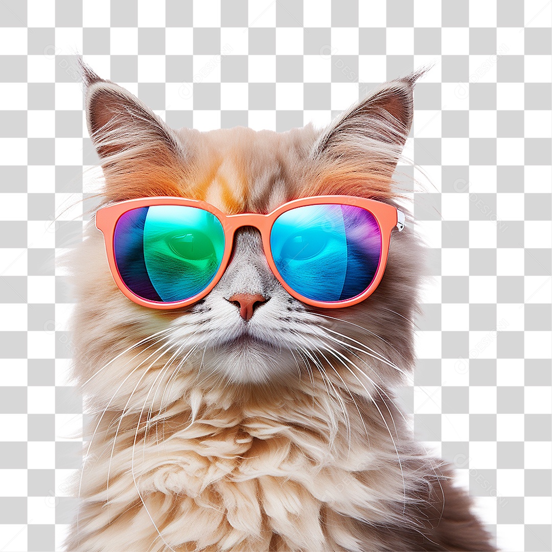 Gato Usando Óculos de Verão PNG Transparente