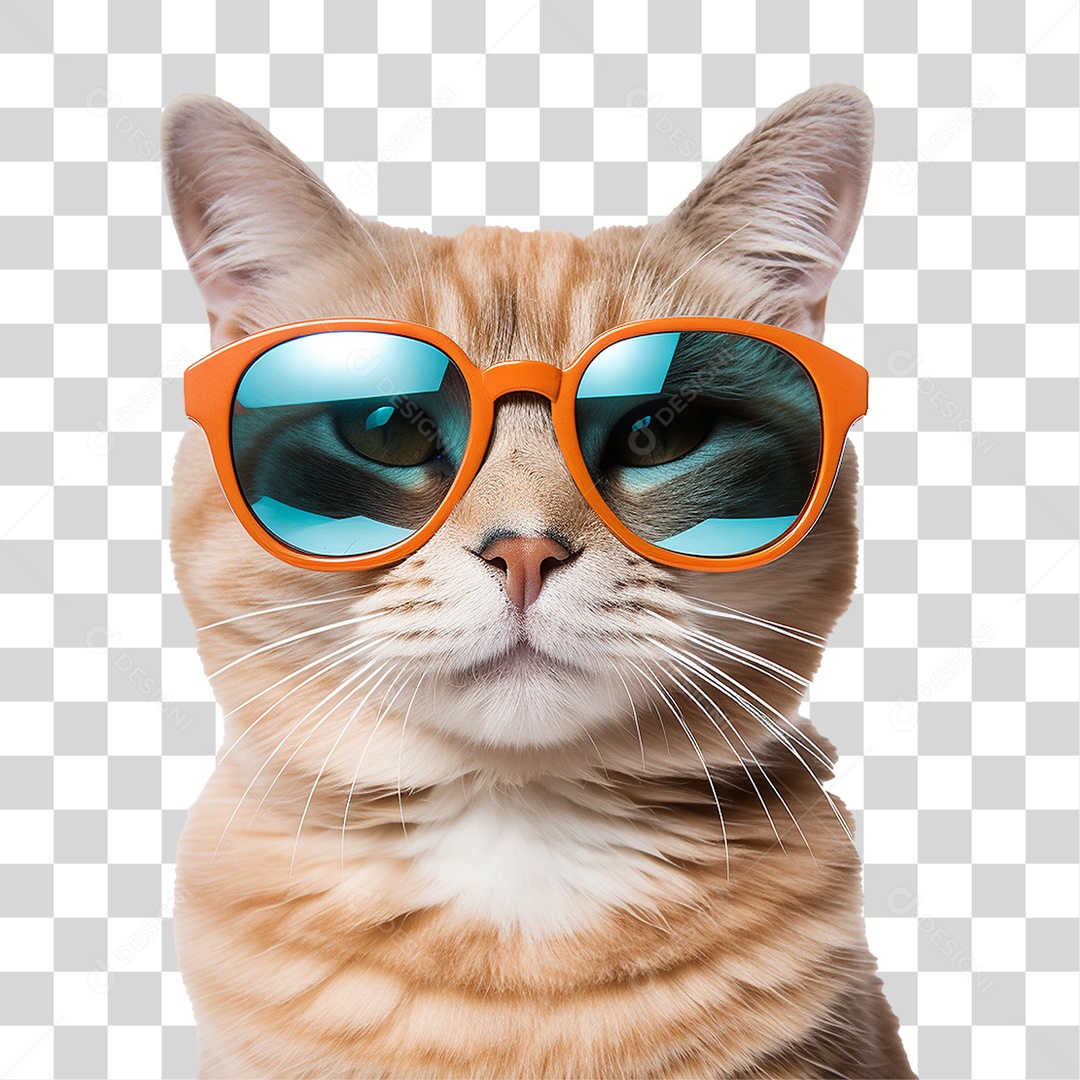Gato Usando Óculos de Verão PNG Transparente
