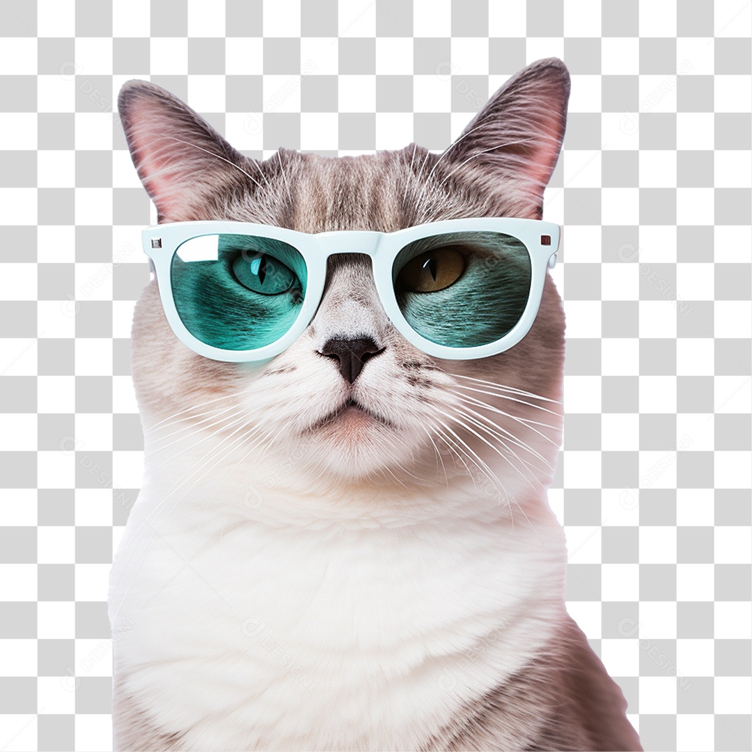 Gato Usando Óculos de Verão PNG Transparente