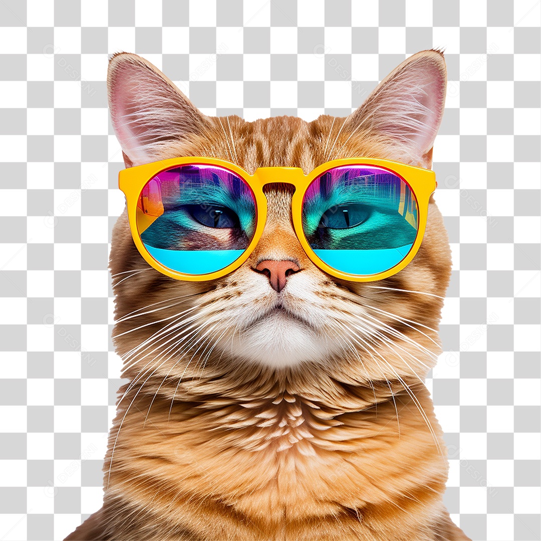 Gato Usando Óculos de Verão PNG Transparente
