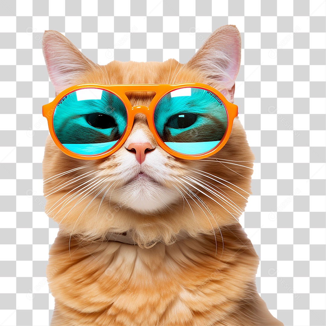 Gato Usando Óculos de Verão PNG Transparente