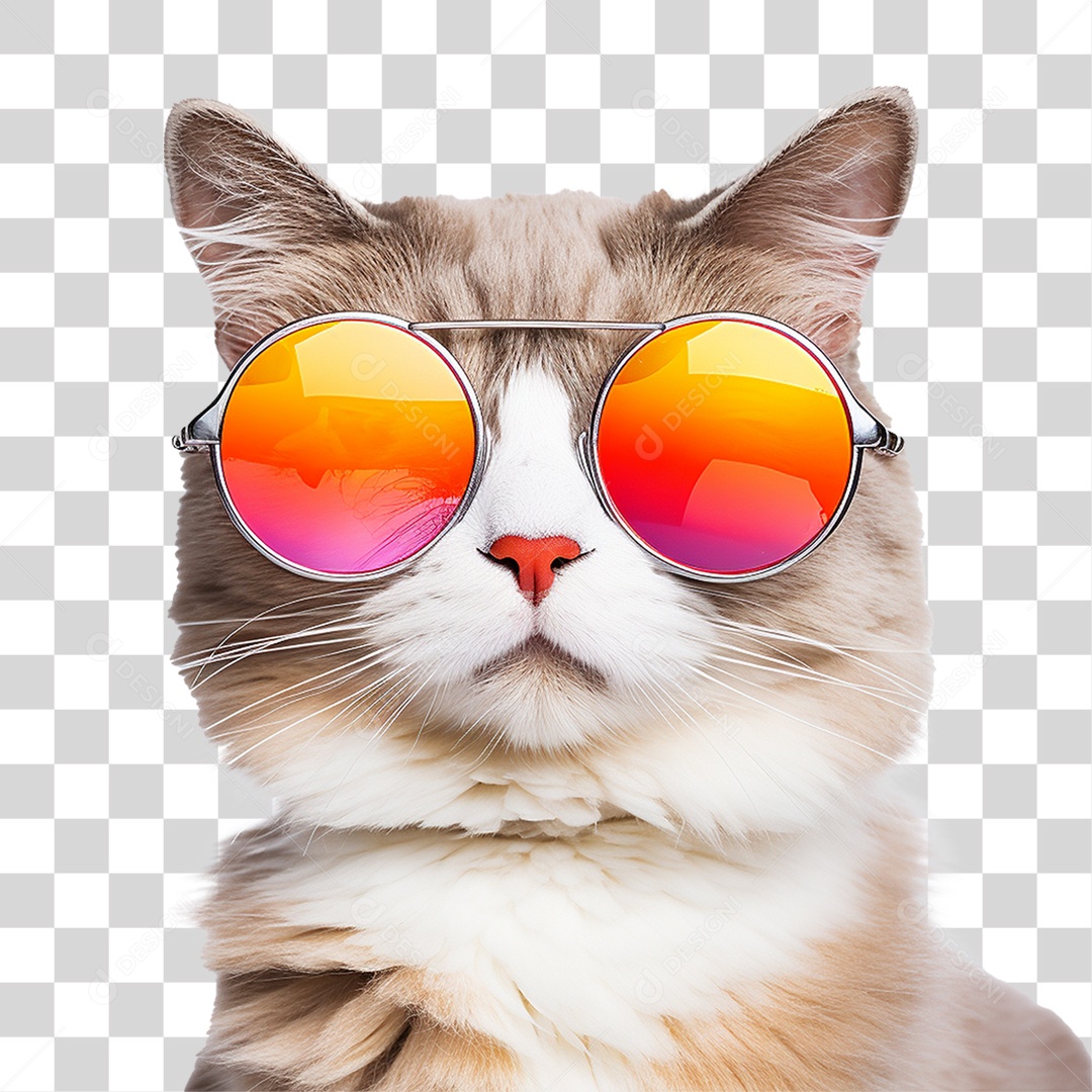 Gato Usando Óculos de Verão PNG Transparente