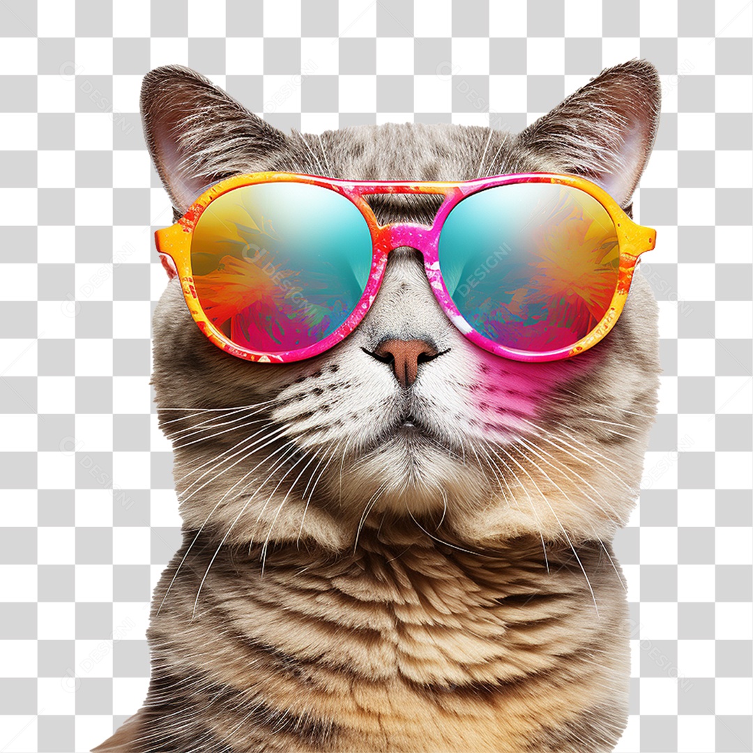 Gato Usando Óculos de Verão PNG Transparente