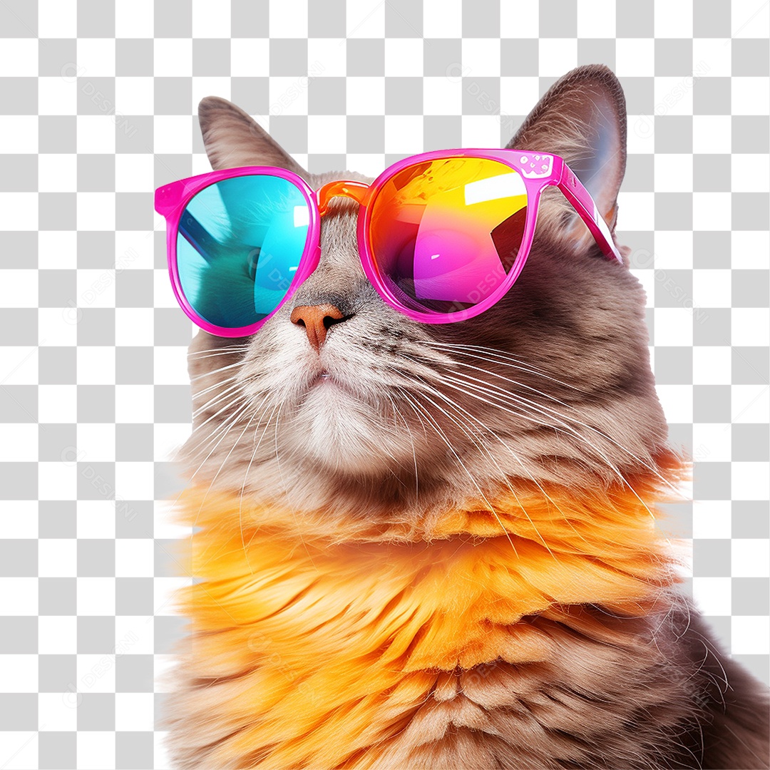 Gato Usando Óculos de Verão PNG Transparente