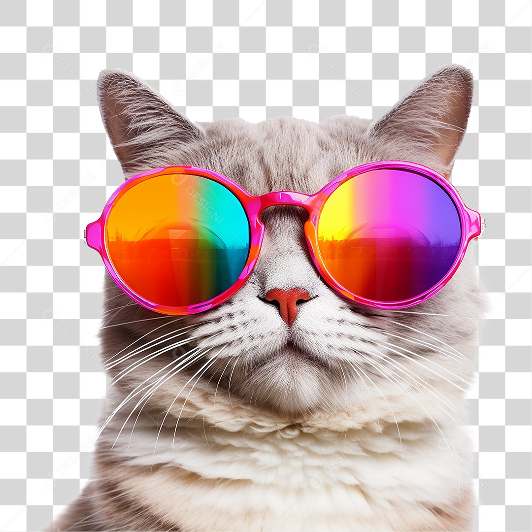 Gato Usando Óculos de Verão PNG Transparente