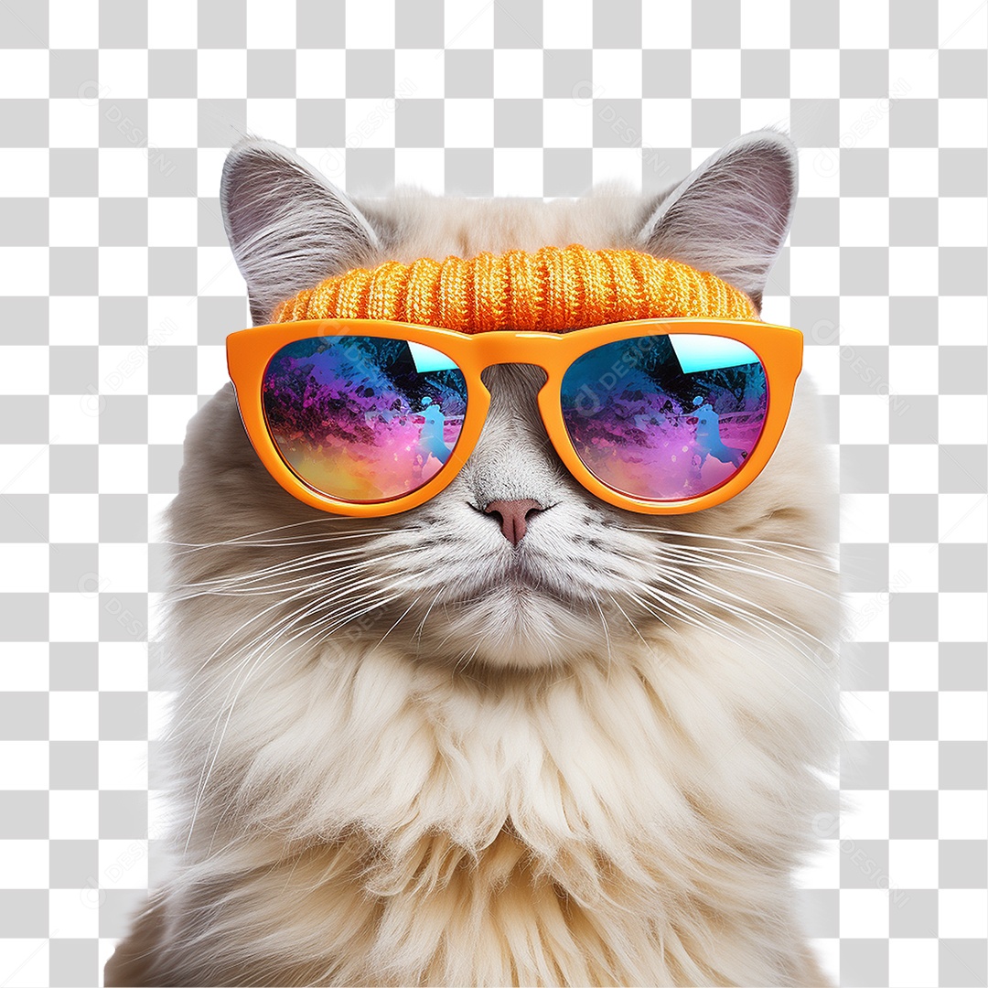 Gato Usando Óculos de Verão PNG Transparente