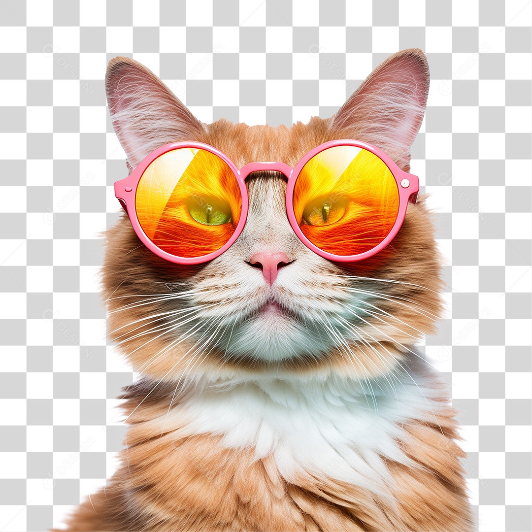 Gato Usando Óculos de Verão PNG Transparente