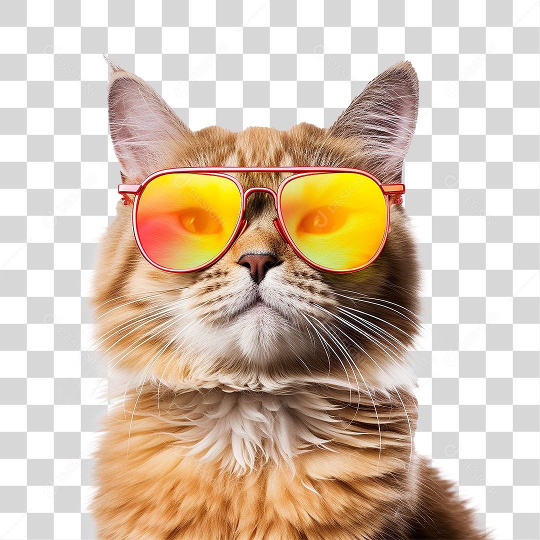 Gato Usando Óculos de Verão PNG Transparente