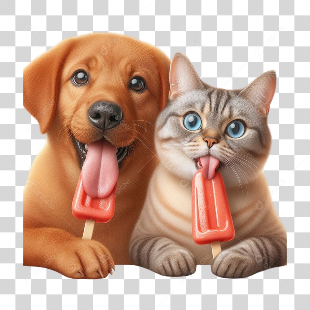Desenho Cartoon Imagem Cão e Gato PNG Transparente