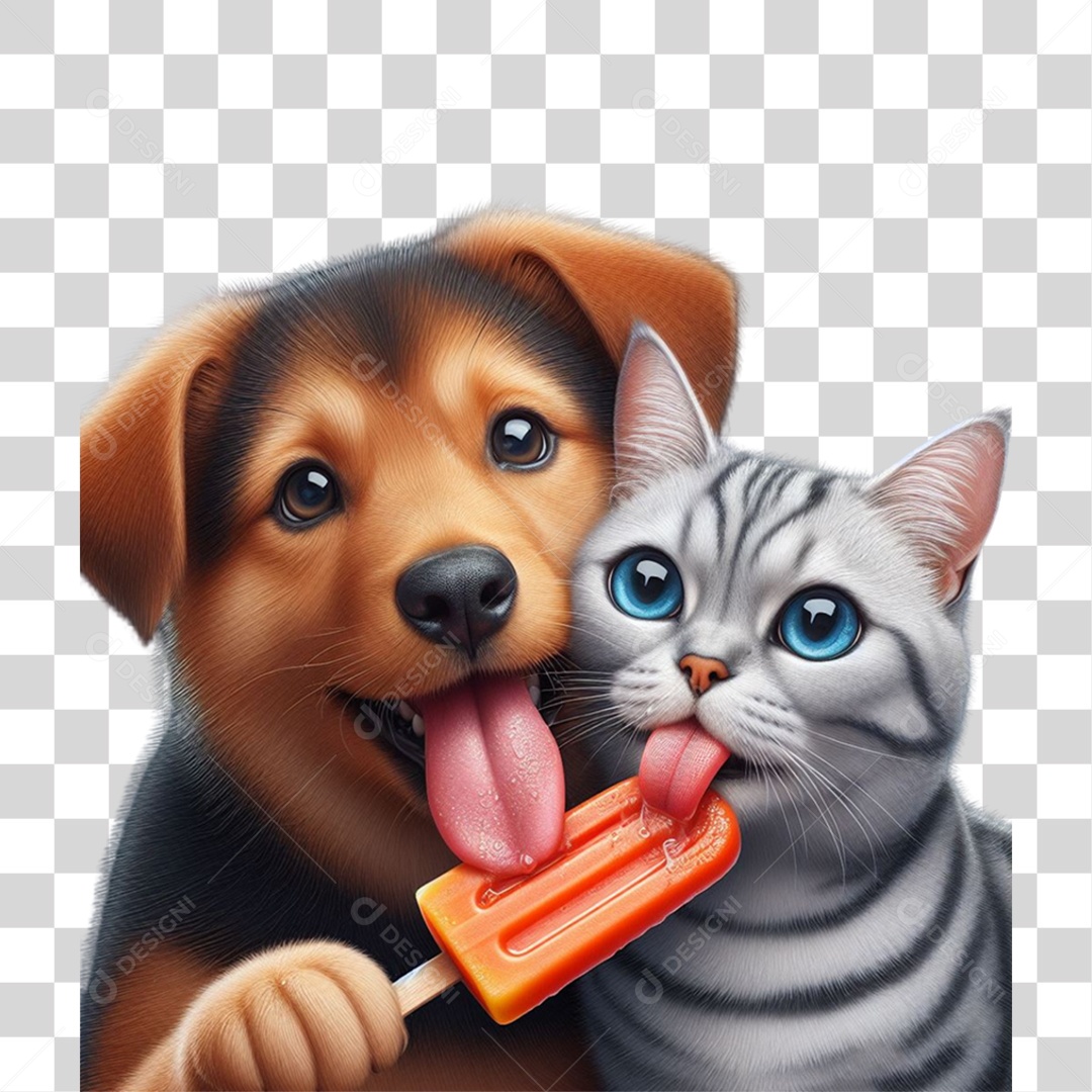 Desenho Cartoon Imagem Cão e Gato PNG Transparente