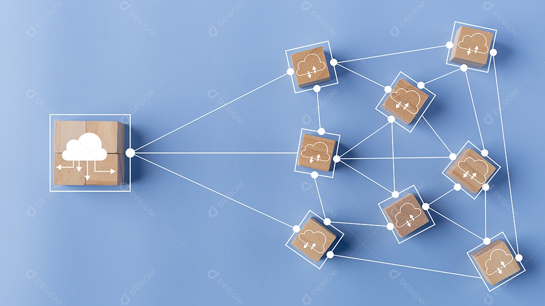 Dados de madeira com ligações conectados