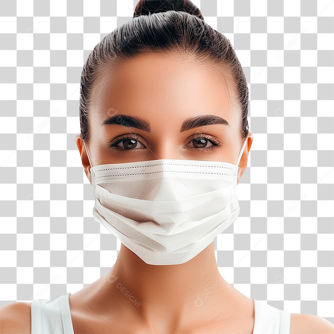 Mulher Usando Mascara Médica PNG Transparente
