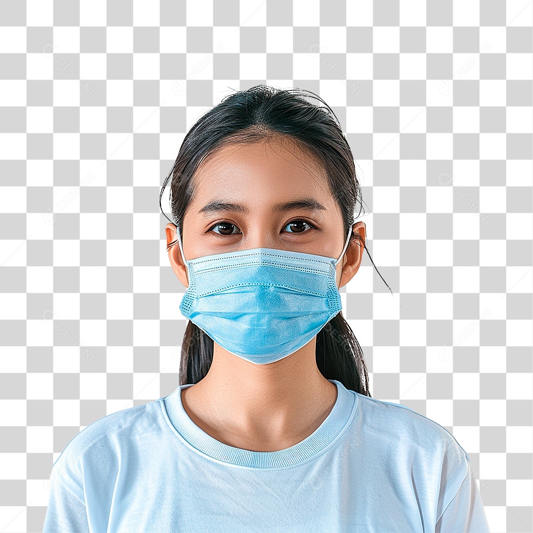 Mulher Usando Mascara Médica PNG Transparente