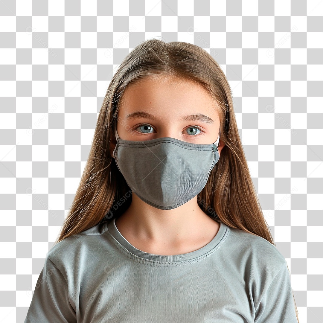 Menina Usando Mascara Médica PNG Transparente