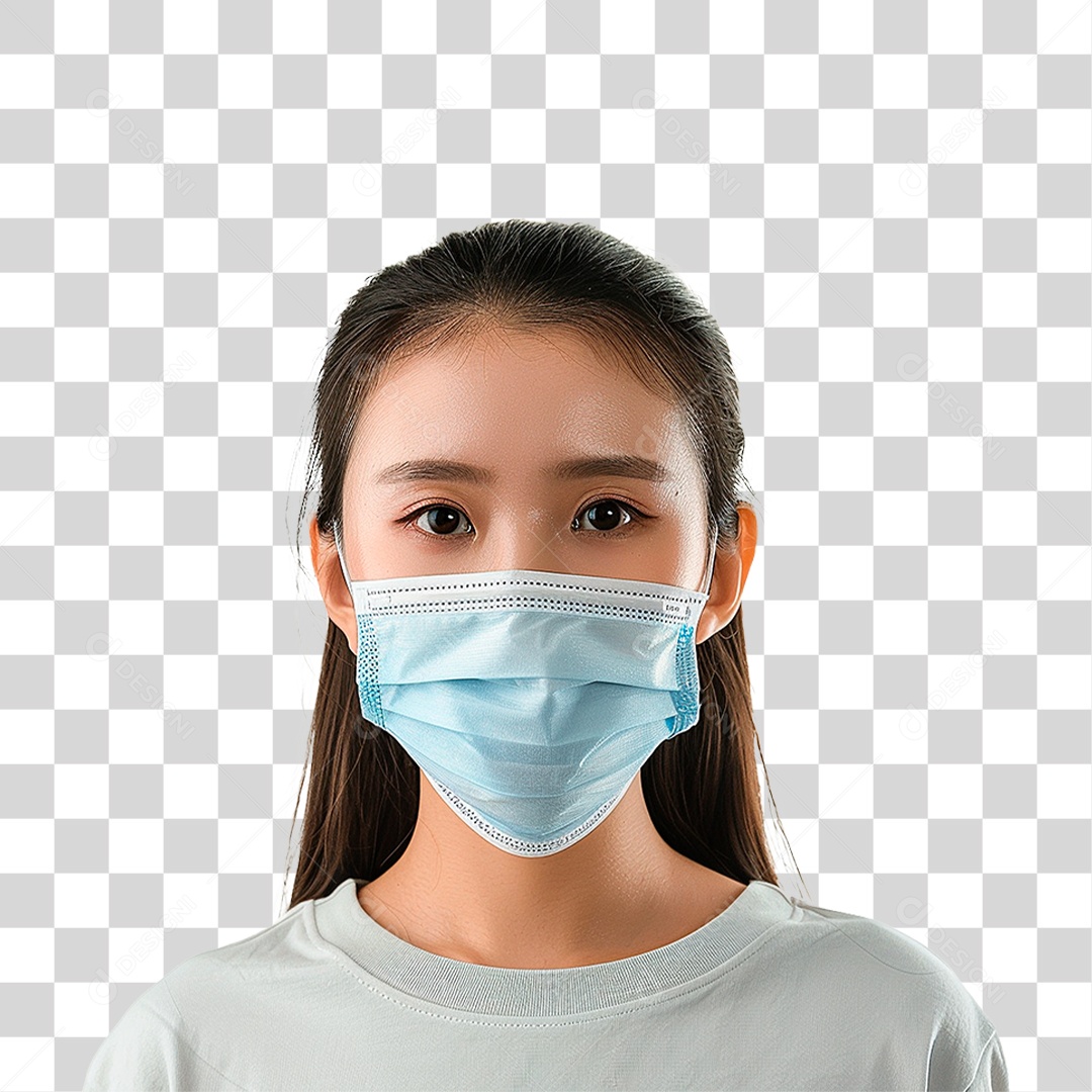 Mulher Usando Mascara Médica PNG Transparente