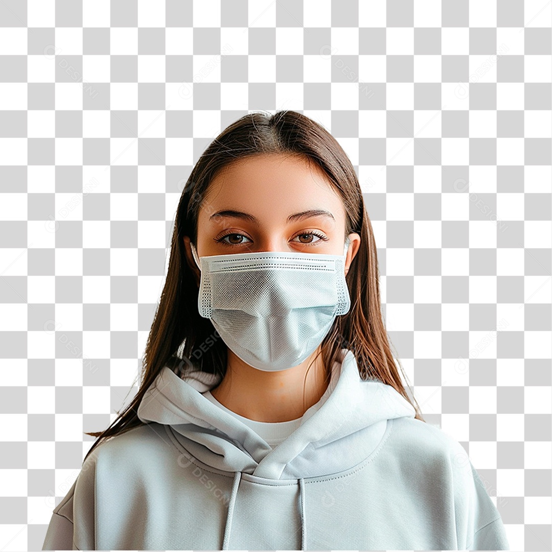 Mulher Usando Mascara Médica PNG Transparente