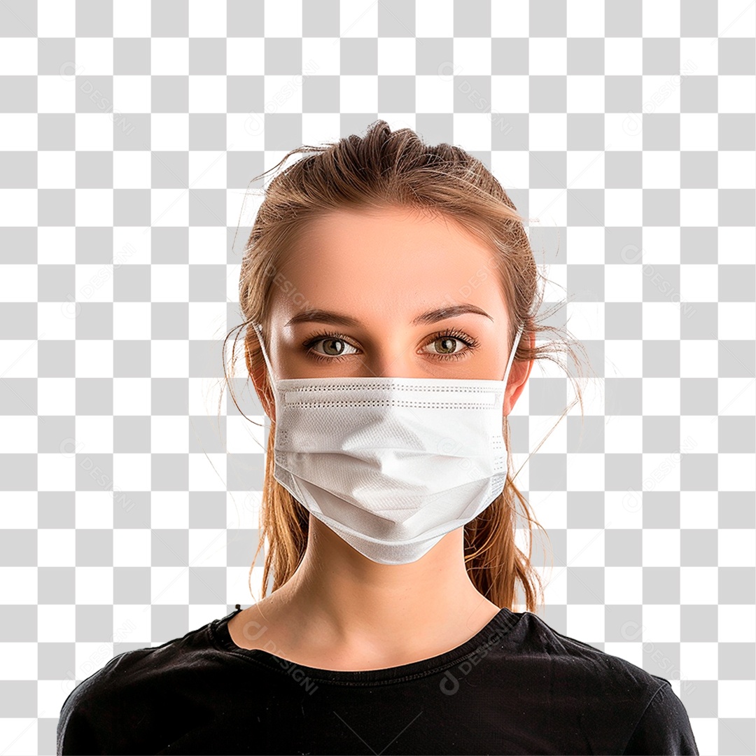 Mulher Usando Mascara Médica PNG Transparente