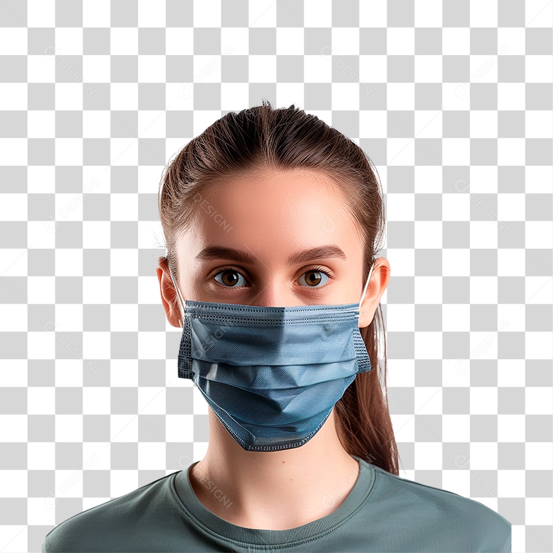 Mulher Usando Mascara Médica PNG Transparente