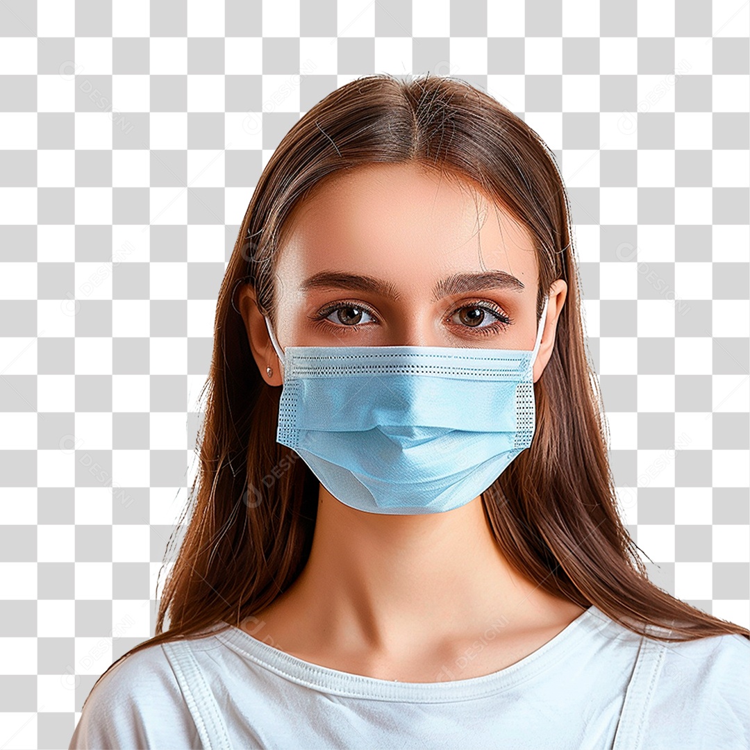 Mulher Usando Mascara Médica PNG Transparente