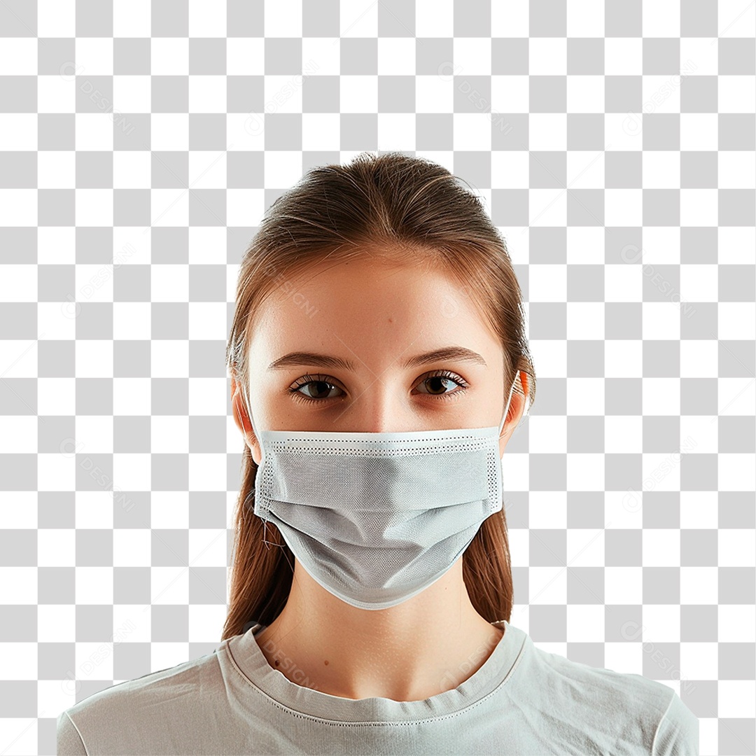 Mulher Usando Mascara Médica PNG Transparente