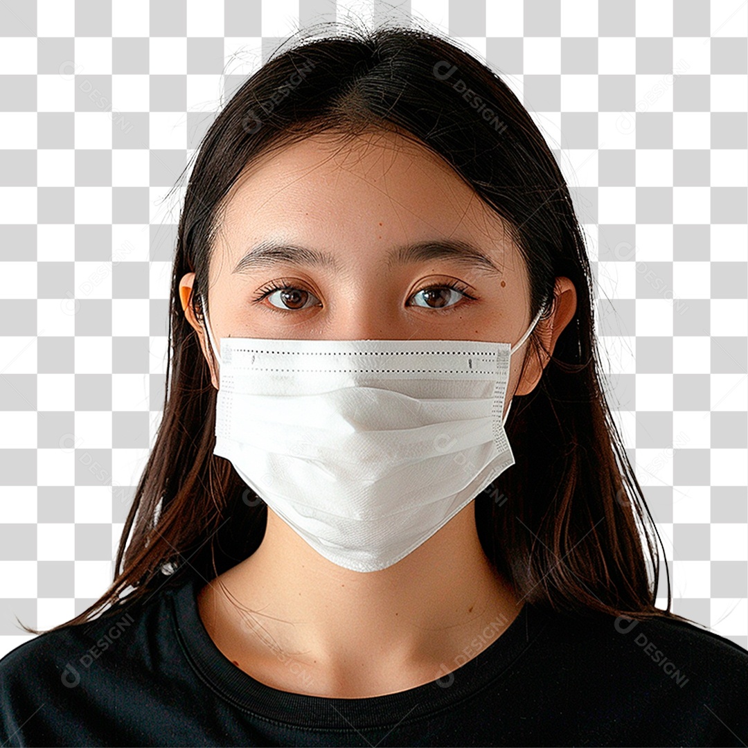Mulher Usando Mascara Médica PNG Transparente