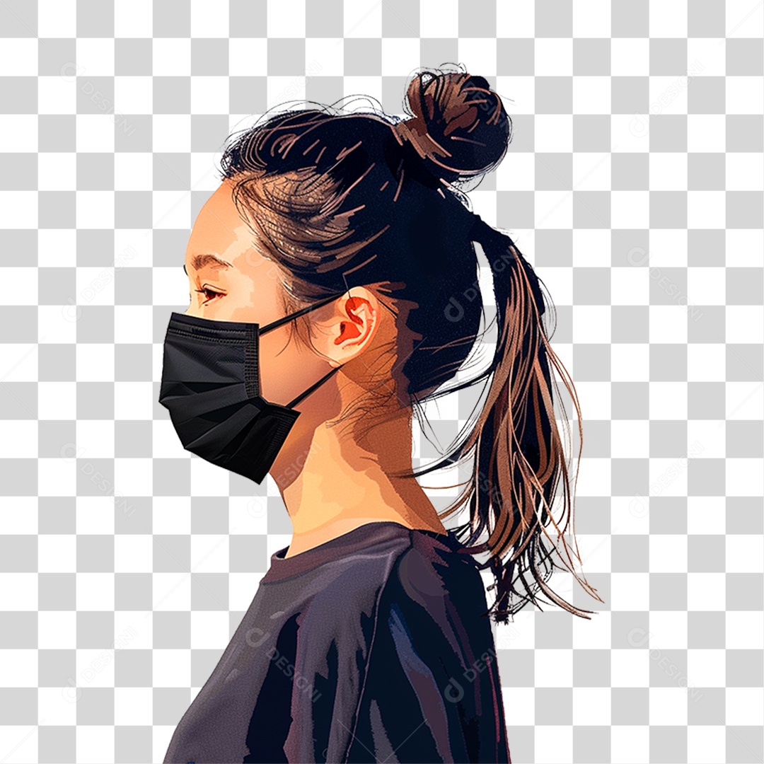 Mulher Usando Mascara Médica PNG Transparente