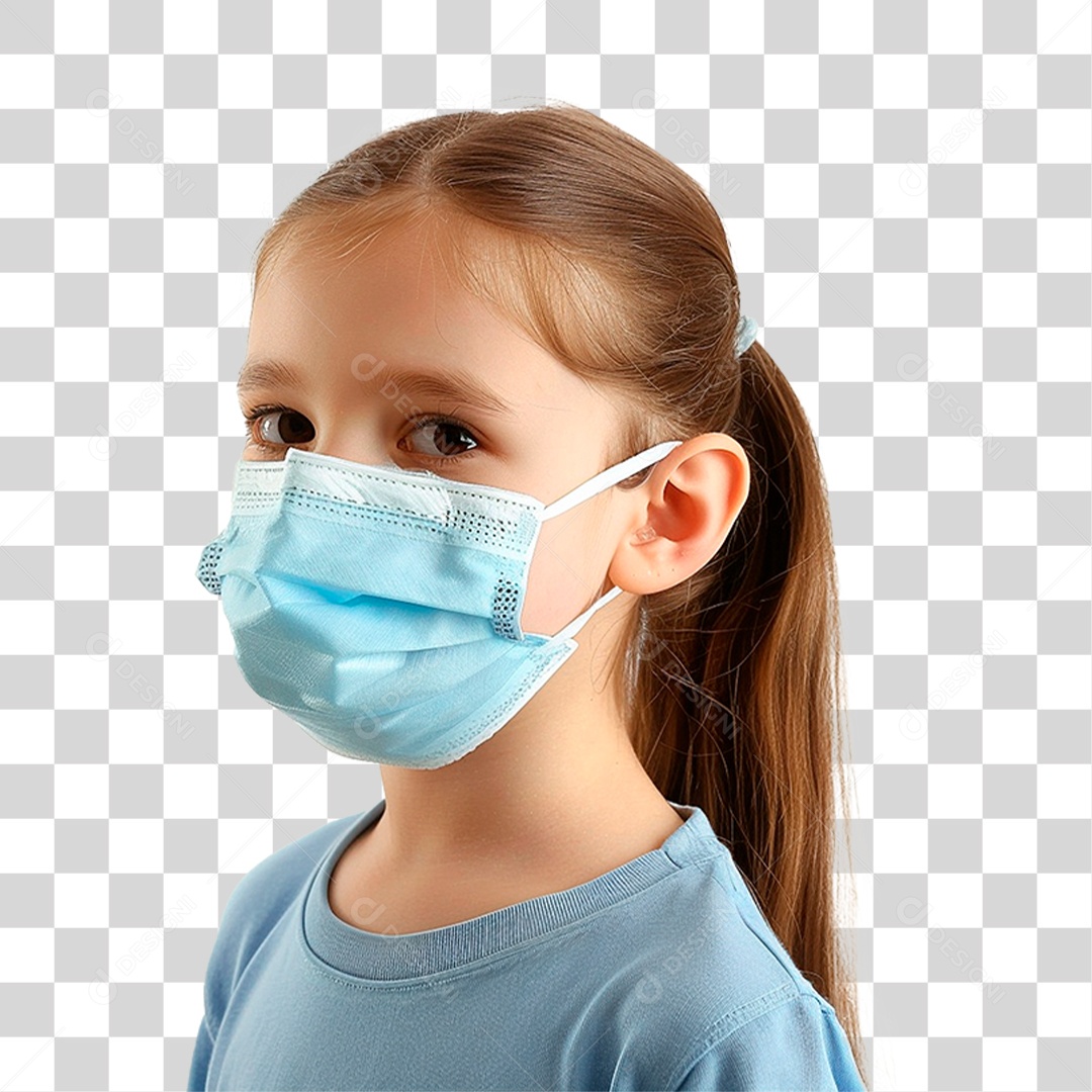 Menina Usando Mascara Médica PNG Transparente