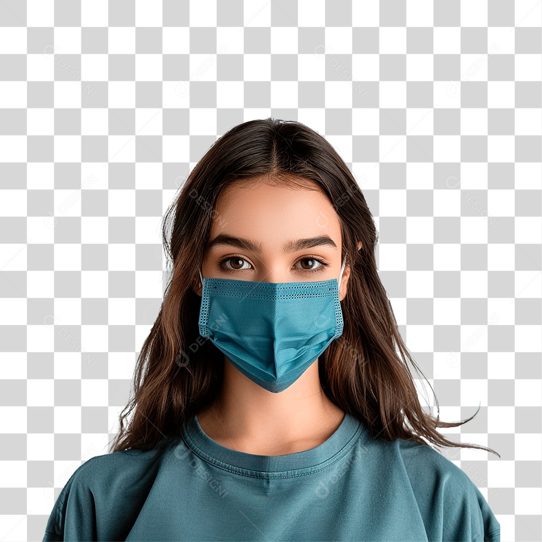 Mulher Usando Mascara Médica PNG Transparente