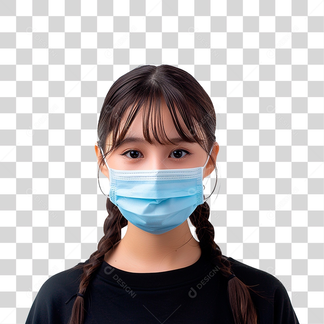 Mulher Usando Mascara Médica PNG Transparente