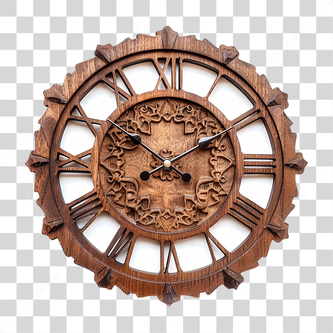 Relógio de Madeira PNG Transparente