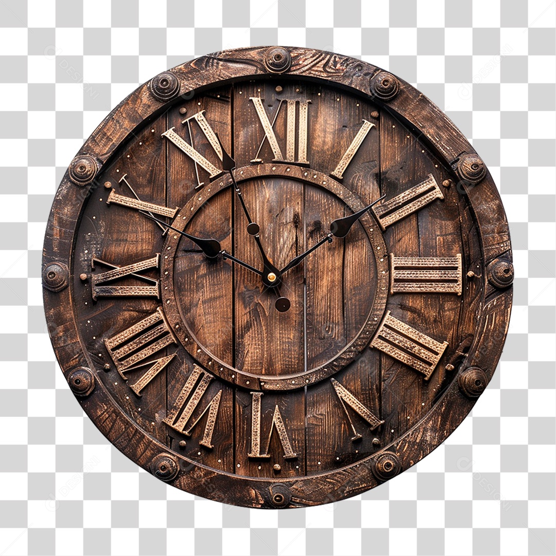 Relógio de Madeira PNG Transparente