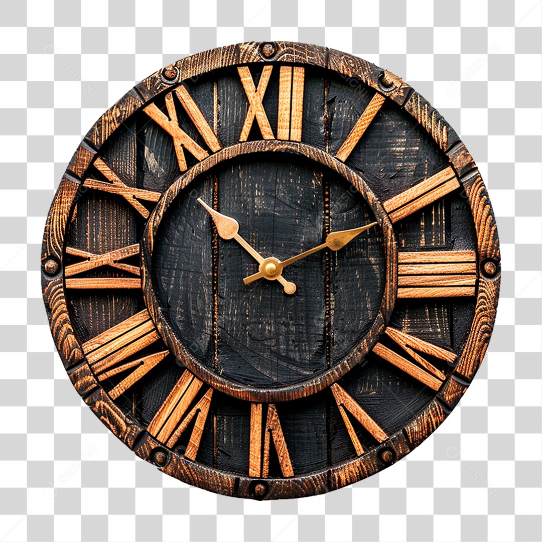 Relógio de Madeira PNG Transparente