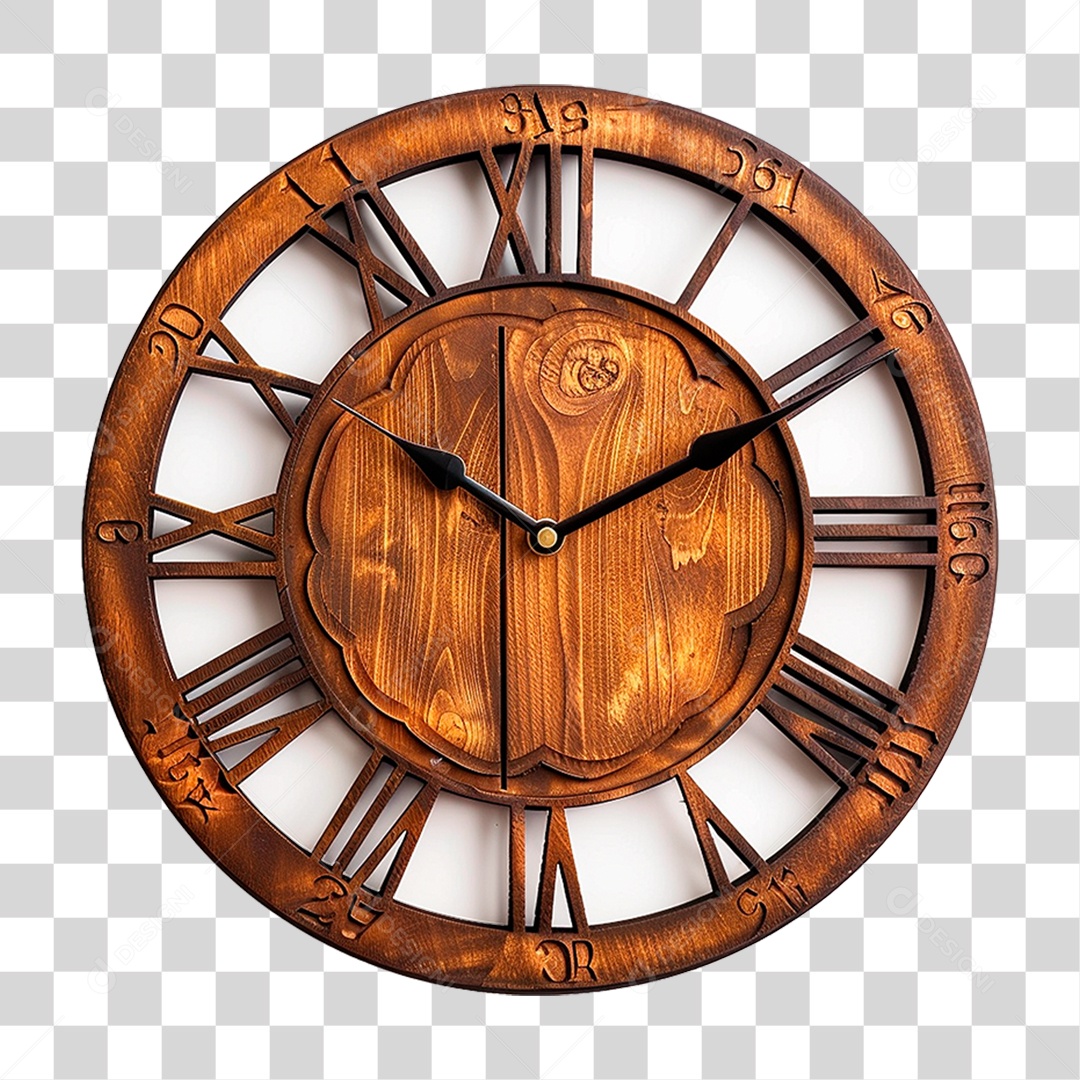 Relógio de Madeira PNG Transparente