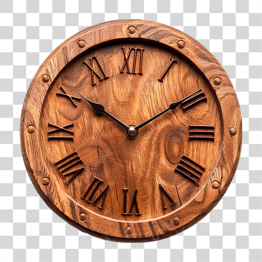 Relógio de Madeira PNG Transparente